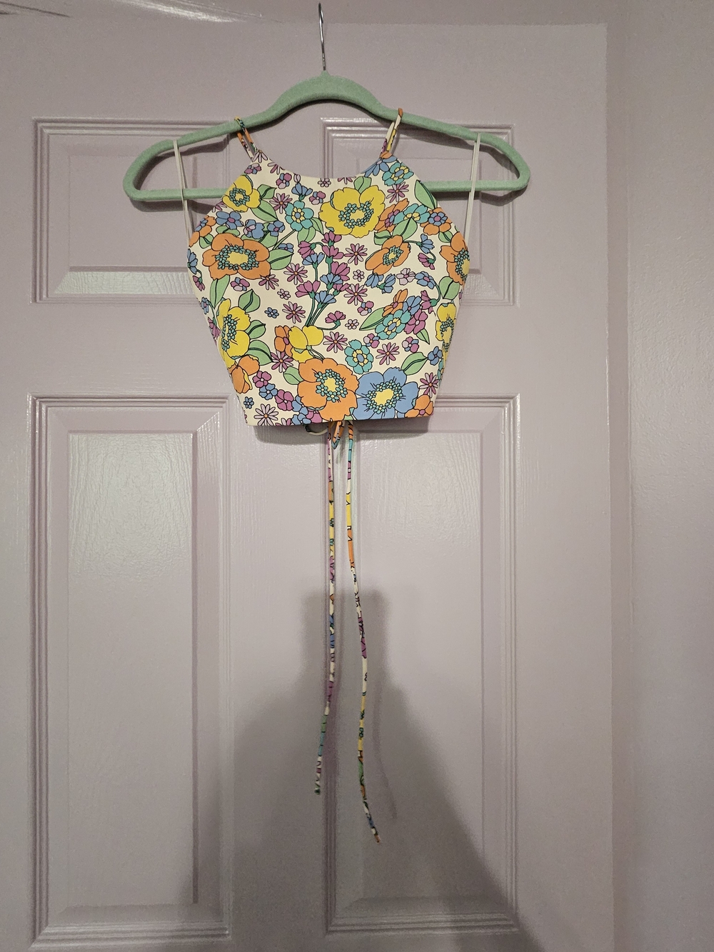 Zara Floral Halter Crop Top - Multicolor - Picture 3 of 6